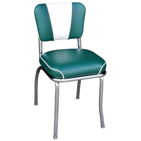 RICHARDSON SEATING CORP Richardson Seating Corp 4220GRNWF 4220 V -Back Diner Chair -Green-White- with 2 in. Waterfall Seat  - Chrome 4220GRNWF